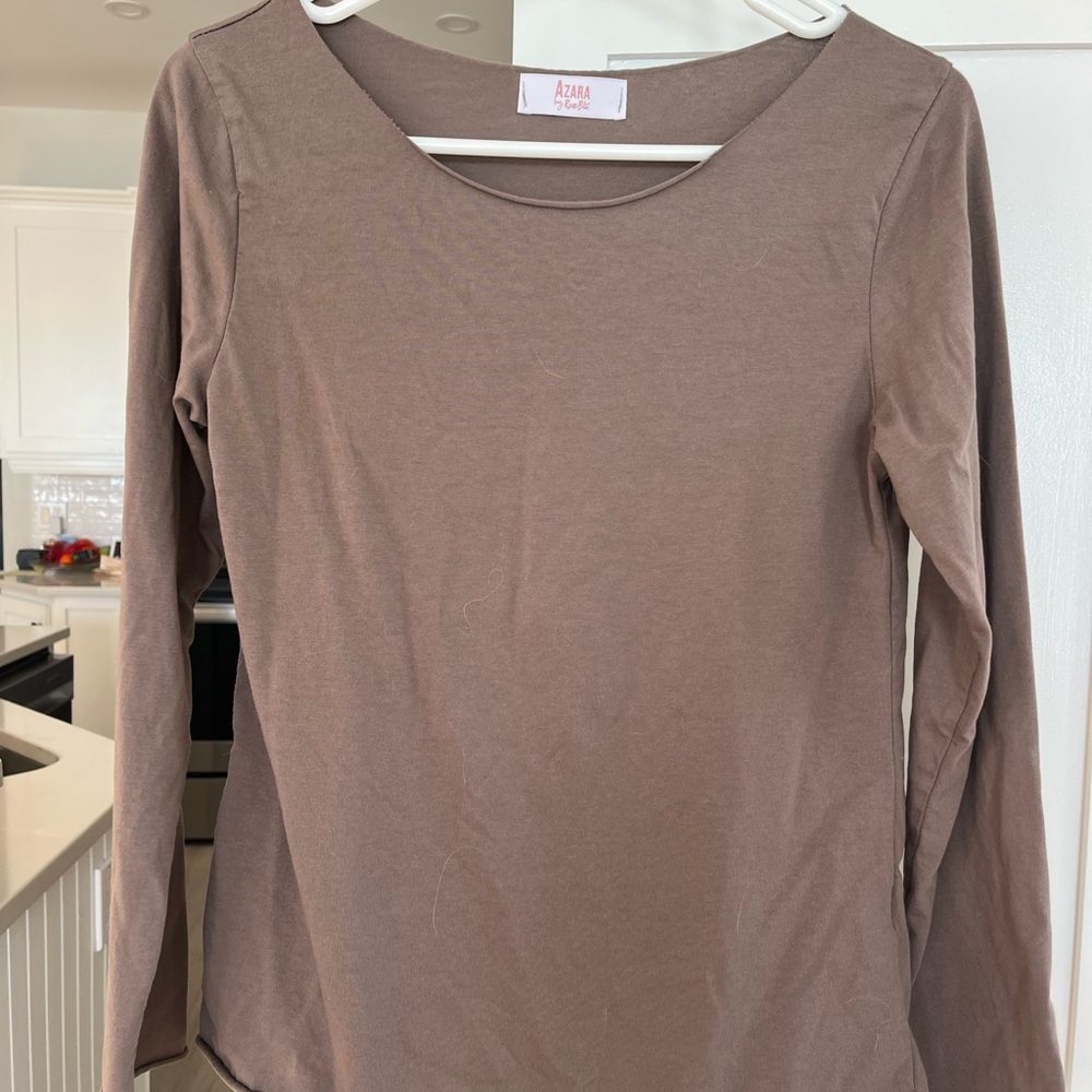 Zara Women's Taupe Long Sleeve Tee